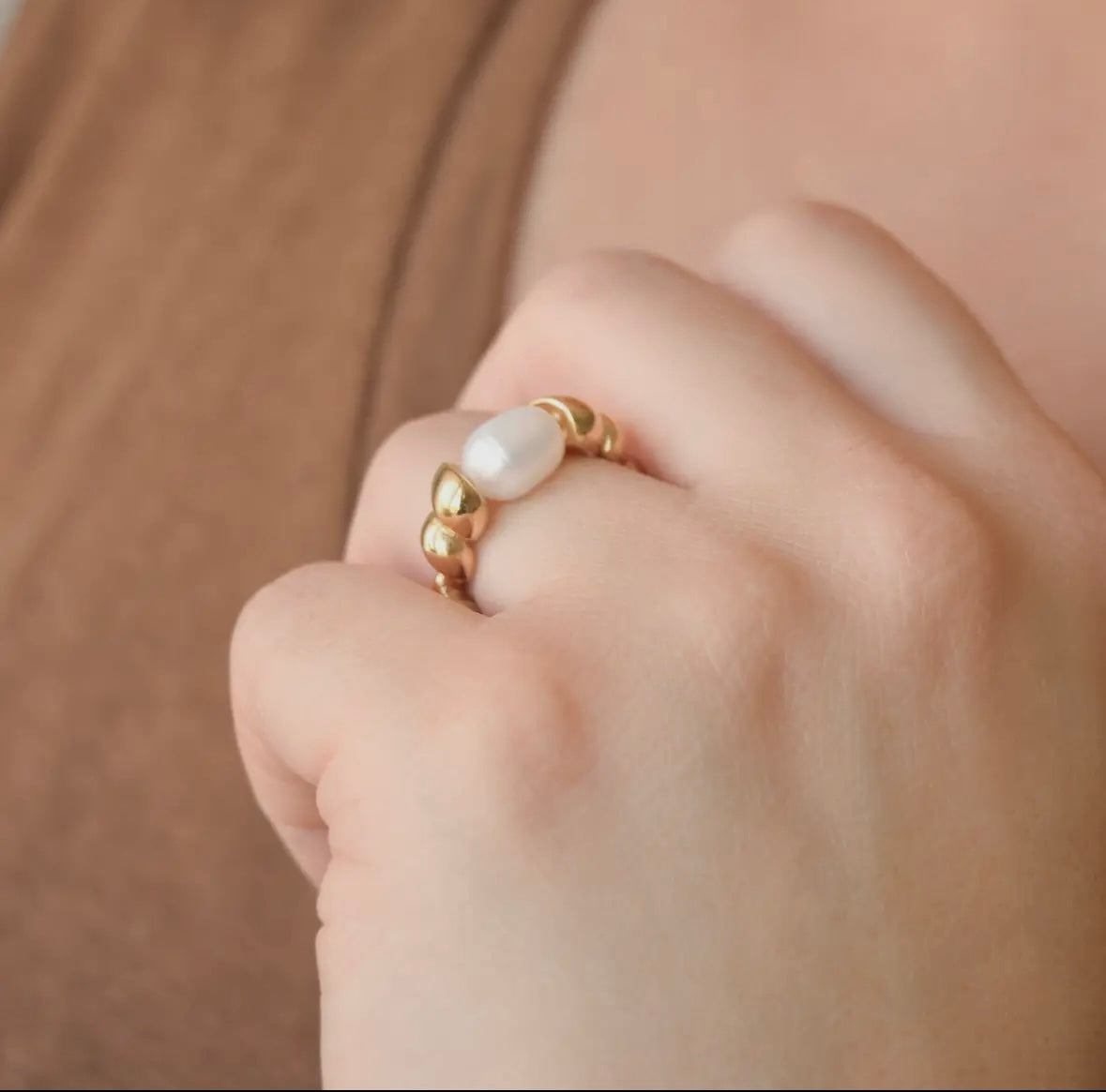 Pearl Statement Croissant Ring